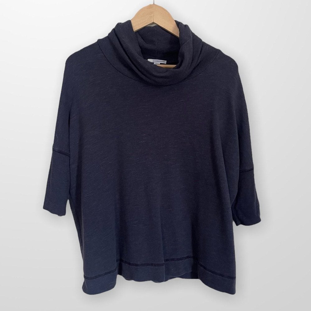 Navy James Perse Sweater Cowl Turtlenck Pullover Sweatshirt Size 2 (Small)